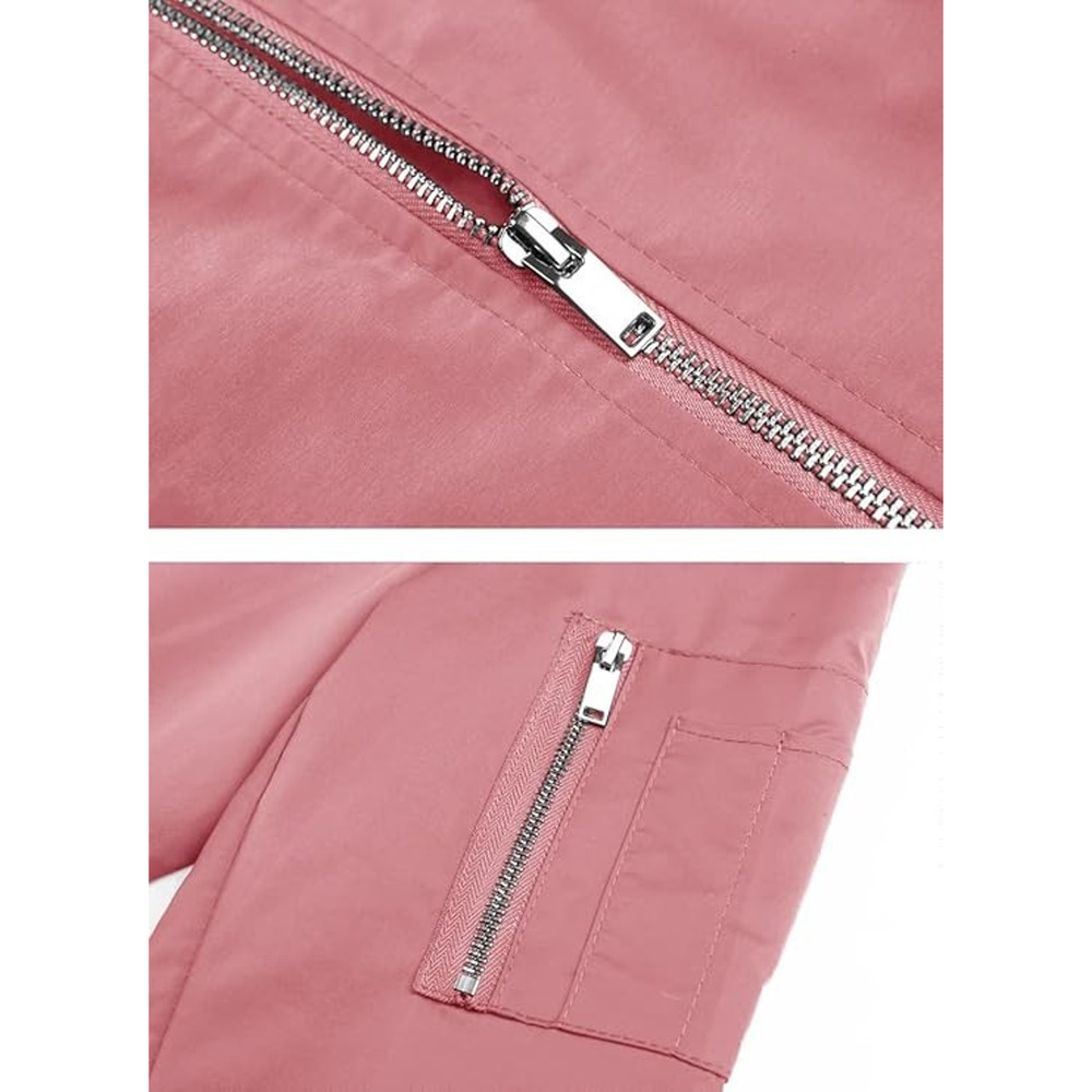 Men's Bomber Lightweight Jacket-Spring Fall Casual Thin Full Zip Gray Pink L - Picture 5 of 6